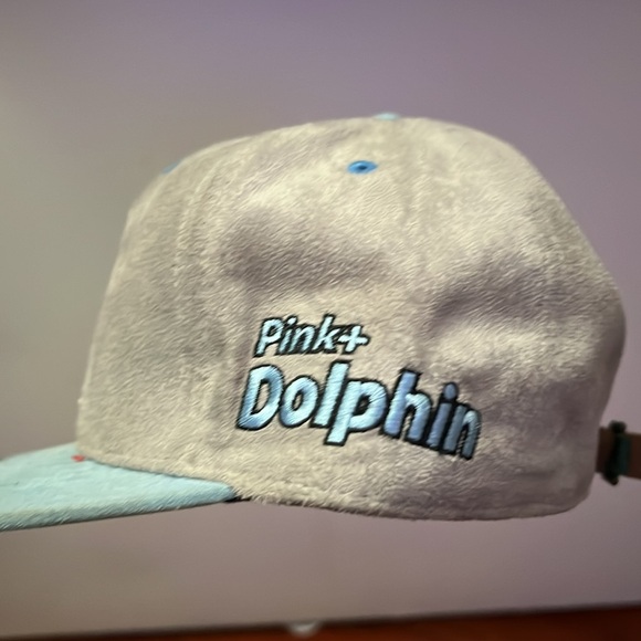 PINK+DOLPHIN STRAPBACK. Blue/Grey Suede - Picture 2 of 4